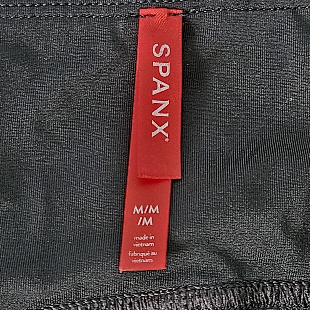 Spanx‎ Legging Womens M Black Faux Leather High-Waisted Compression Waistband - Picture 6 of 12